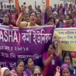 আশা কর্মীদের বিক্ষোভ ঘিরে চাঞ্চল্য স্বাস্থ্য ভবন চত্বরে
