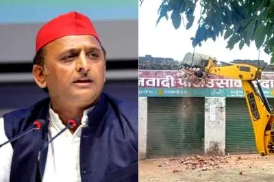 অখিলেশের কার্যালয়ে চলল যোগী সরকারের বুলডোজার