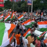 ধর্মতলায় বিশৃঙ্খলার প্রতিবাদ জানাতে তিরঙ্গা হাতে পথে বিজেপি
